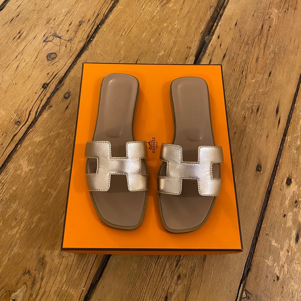 Hermes Rose Gold Sandals